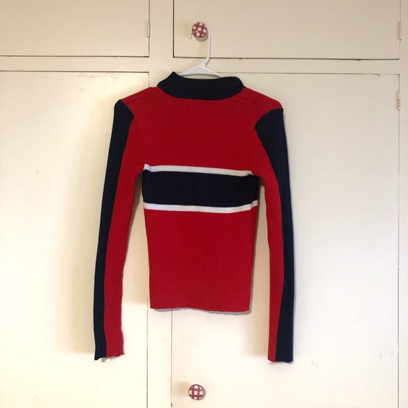 Vintage Red, White, Blue O-Ring Zip Knit Top - Picture 4 of 4